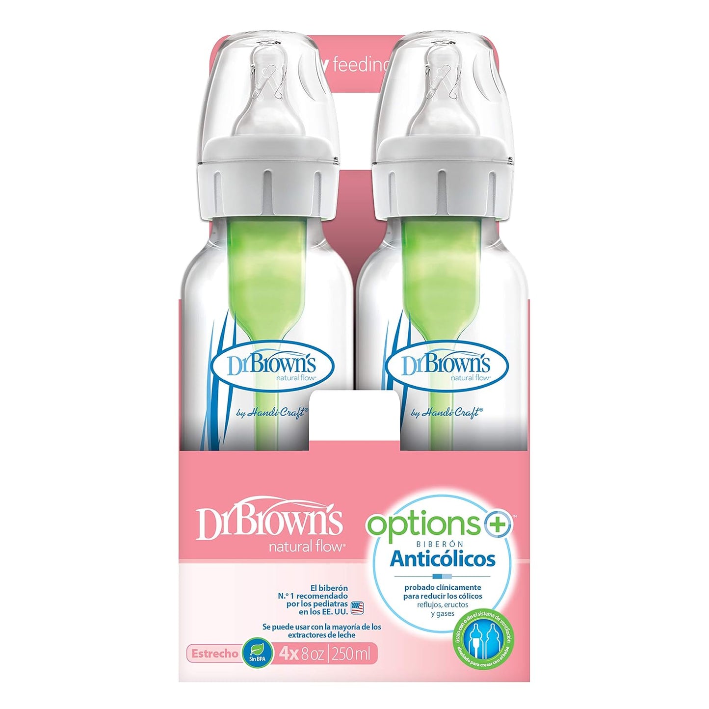 Dr. Brown’s Anti-Colic Options+ Narrow Baby Bottles, 0m+ Level 1 Nipple - Baby Bottle to Reduce Colic (3 Pack), Purple 8 oz