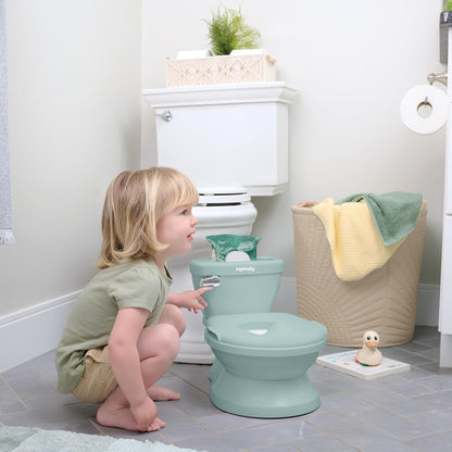 Ingenuity My Size Potty Pro 2-in-1 Potty Training Toilet, Floor Potty with Removable Potty Seat for Standard Toilets, Realistic Flushing Sound, For Toddlers Ages 18+ months, Up to 50 lb