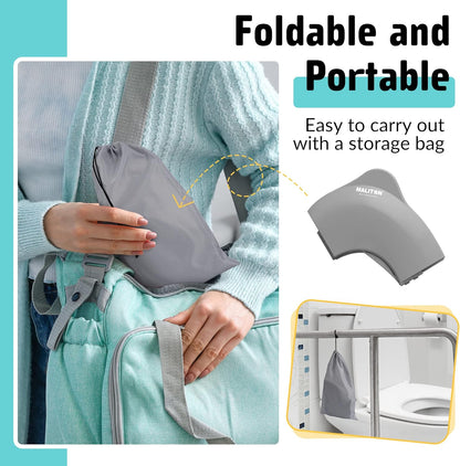 Portable Potty Seat for Toddler Travel - Foldable Non-Slip Potty Training Toilet Seat Cover for Boys Girls, Baby Kids with Drawstring Bag (Green Frog)