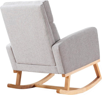 HCHAIRH Rocking Chair Nursery, Nursing Rocking Chairs with Foot Rest for Mom Nursery, Glider Rocker Chair with Footrest and High Backrest for Living Room, Bedroom, Beige