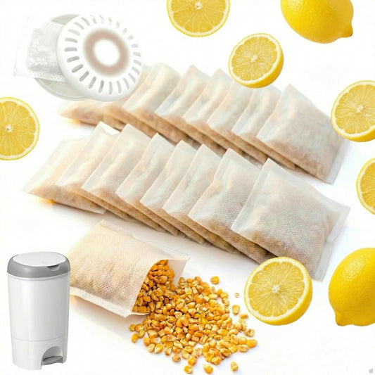 20 Packs Lemon Scented Diaper Pail Deodorizer Refills, Natural Corn Cob Odor Absorber for Munchkin Step & Pail, Nursery Bathroom Closet Freshener, Baby Safe
