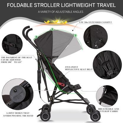 Baby Portable Stroller, Cool Kids Lightweight Travel Stroller with Carrier for Walking, Shopping, and Playgrounds