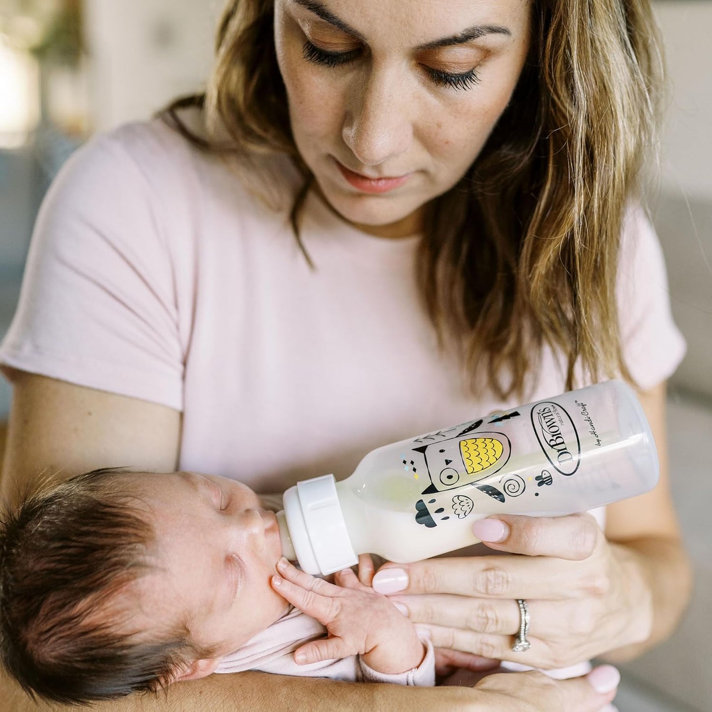 Dr. Brown's Natural Flow Anti-Colic Options+ Narrow Baby Bottle, Bear and Owl, 8 oz/250 mL, with Level 1 Slow Flow Nipple, BPA Free, 0m+, 2-Pack