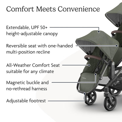 UPPAbaby RumbleSeat V3 Second Lower Seat - Compatible with Vista V2 and Vista V3 - All-Weather Seat + Magnetic Buckle – Adapters Included -Owen (Mocha Mélange)
