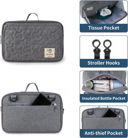 TRENDPLAY Small Diaper Bag, Mini Stroller Organizer Caddy with Wipe Pockets Caddy Parent Console with Stroller Straps Fit All Strollers, Black