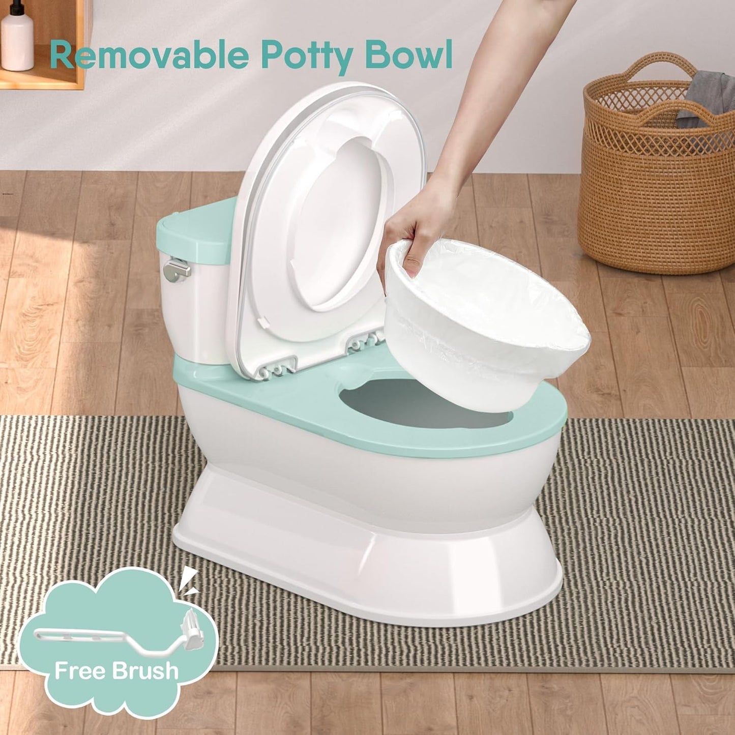 CheerTry 2-in-1 Toddler Potty Training Toilet - Larger Potty Chair & Detachable Training Seat for Boys & Girls Ages 1-3 with Flushing Sound, Wipes Storage, Toilet Paper Holder - Pink