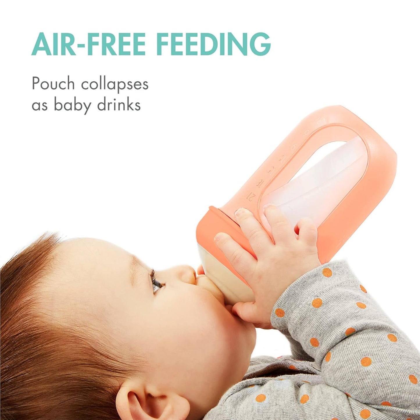 Boon Nursh Reusable Silicone Pouch Baby Bottles - Medium Flow Nipple - Silicone Baby Bottle Pouch and Nipple - Baby Feeding Essentials - Gray - 3-6 Months - 3 Count - 8 Ounce