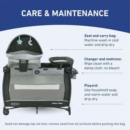 Graco Pack 'n Play Close2Baby Bassinet Playard Features Portable Bassinet Diaper Changer and More, Derby