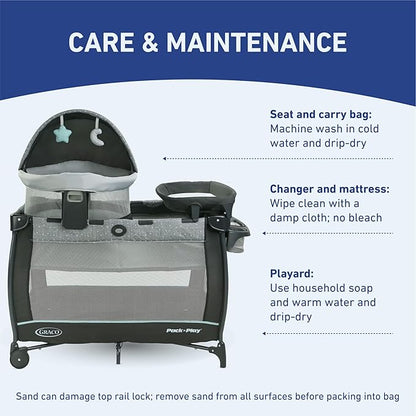Graco Pack ’n Play Travel Dome LX Playard – Raised Travel Bassinet, UV‑50 Canopy, Changer & Storage, Astin