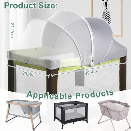 Bassinet Cover for Cats - Blackout Breathable Mosquito Net for Baby Bedside Sleepers & Travel Cribs, 2-Way Zipper Bug Canopy Tent to Block Light & Keep Cats Out (Black-Small)