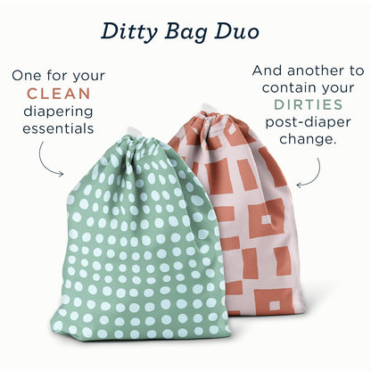 Esembly Day Bag – Reusable Wet and Dry Bag Made From Recycled Fabric With Dual Waterproof Compartments for Cloth Diapers, Swimsuits, Toiletries, and Snacks - Verdant Gingham