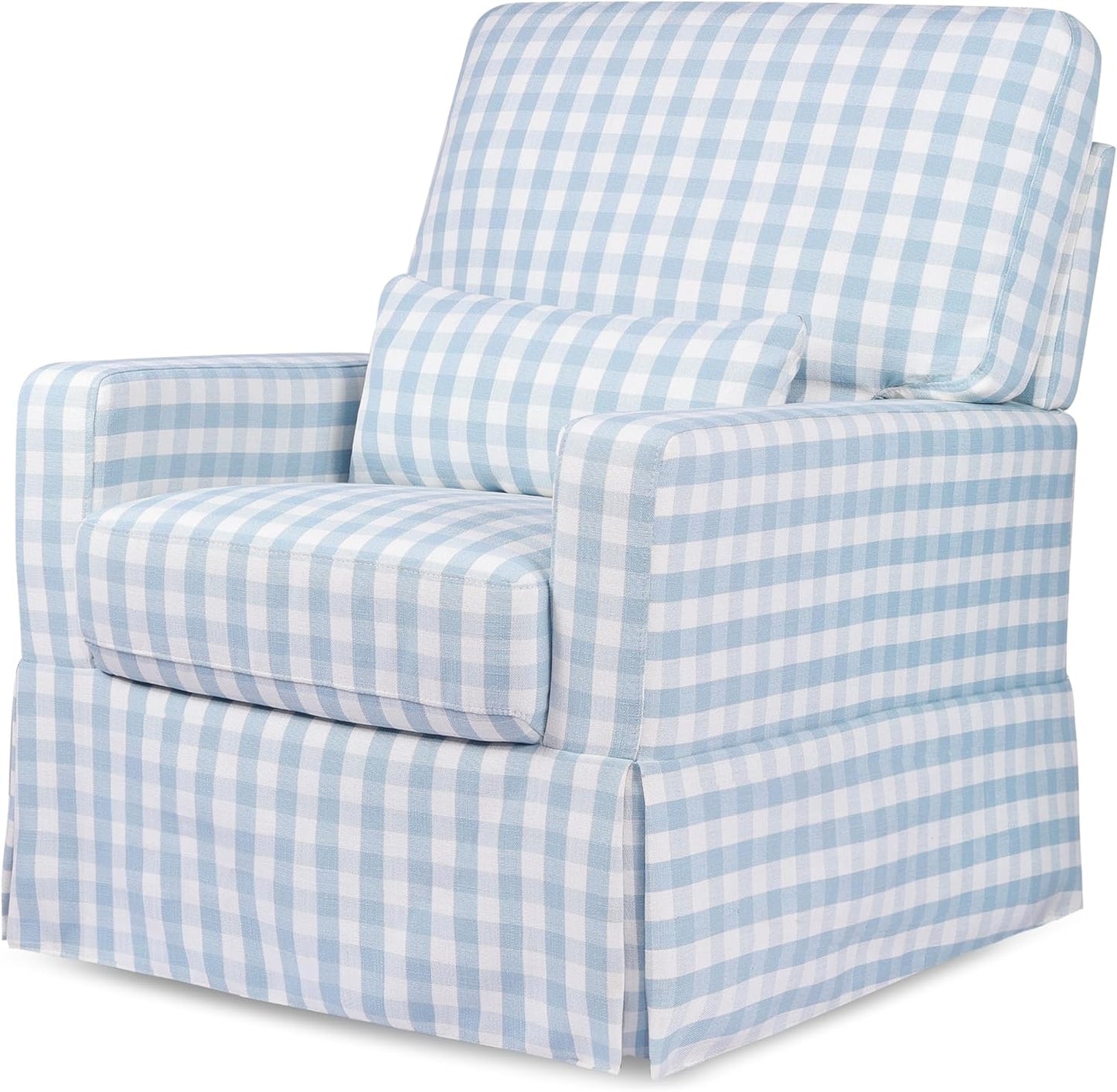 Namesake Crawford Pillowback Comfort Swivel Glider in Tan Gingham, Water Repellent & Stain Resistant, Greenguard Gold & CertiPUR-US Certified