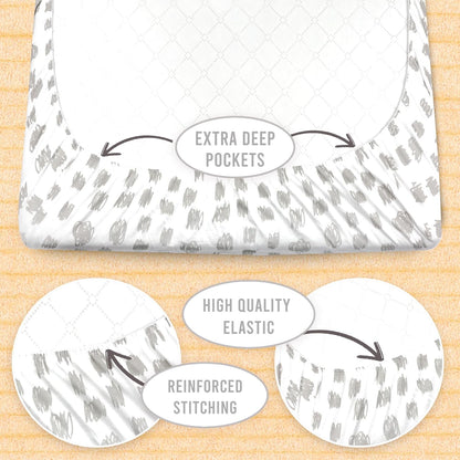 3-Pack Bedside Sleeper Bassinet Sheets | GOTS Certified Organic 100% Muslin Cotton | Ultra Soft & Breathable | 33×20×4” Fitted Sheets | Universal Fit 29–33” x 17–21” Pads
