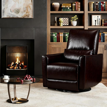 IDEALHOUSE Swivel Rocking Nursery Recliner Chair Rocker Recliner Glider Deep Seat PU Leather Sofa Chair with high Backrest for Nursery, Living Room, Bedroom & Home Movie Theater (Chocolate)