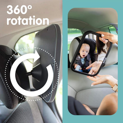 Onco Forward Facing Baby Car Mirror - Clip On Car Mirror for Baby, 100% Shatterproof & Shakeproof, Newborn Essentials