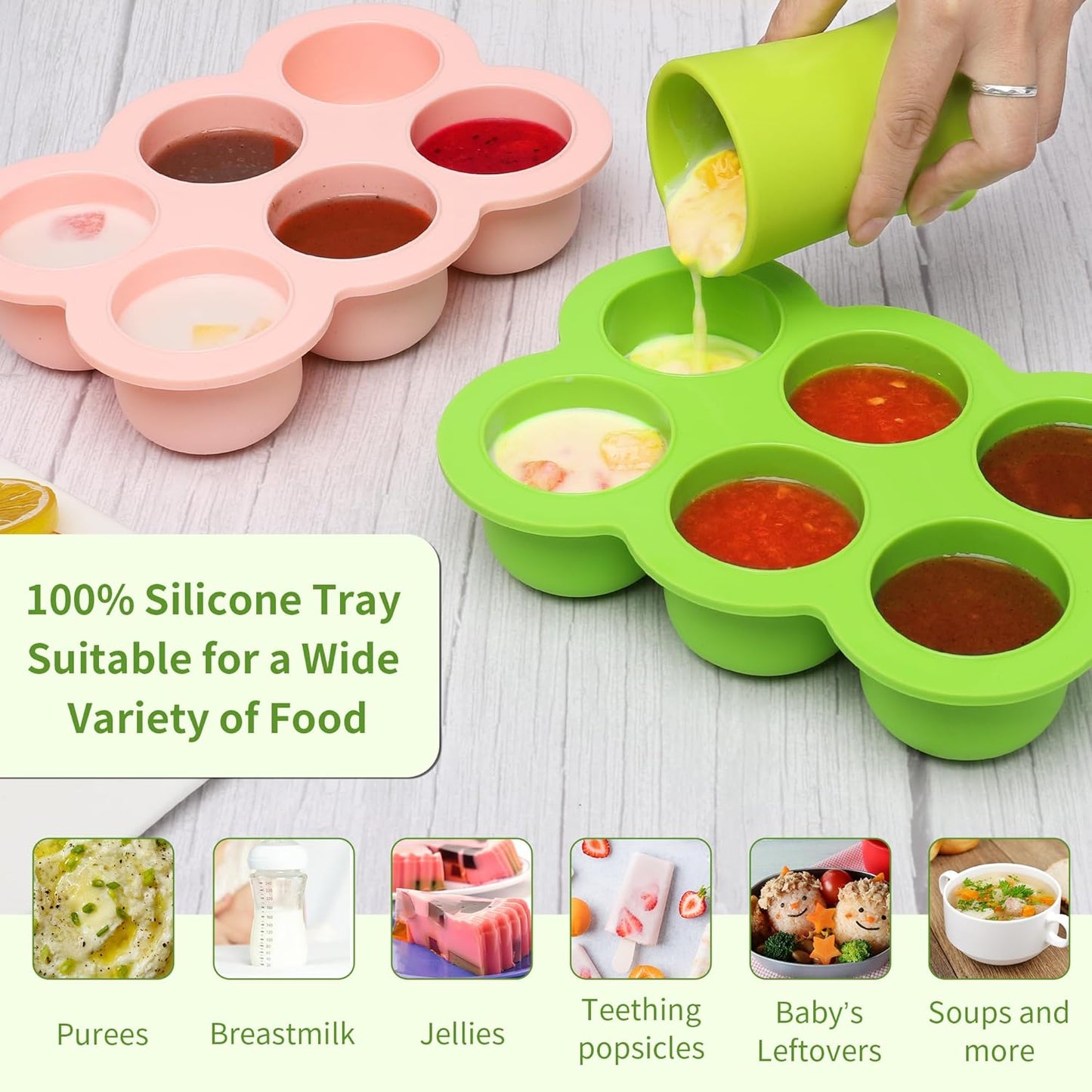 12x1.5oz Baby Food Storage Containers, Baby Food Freezer Tray with Clip Lid Gossamer Pink, Food Grade Silicone Freezer Trays for Purees & Vegetables
