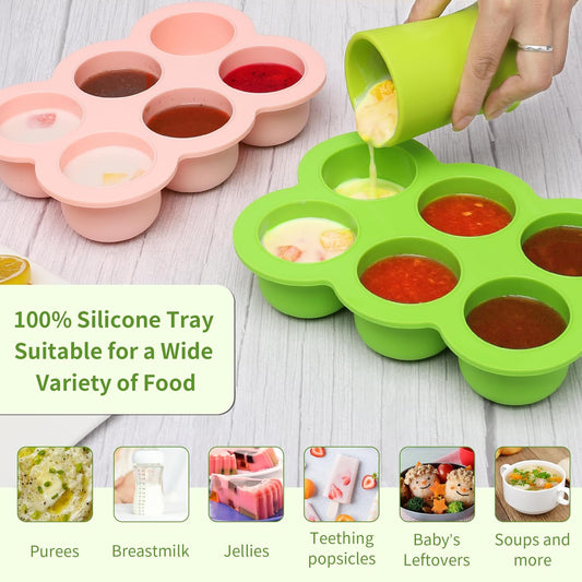 12x1.5oz Baby Food Storage Containers, Baby Food Freezer Tray with Clip Lid Gossamer Pink, Food Grade Silicone Freezer Trays for Purees & Vegetables