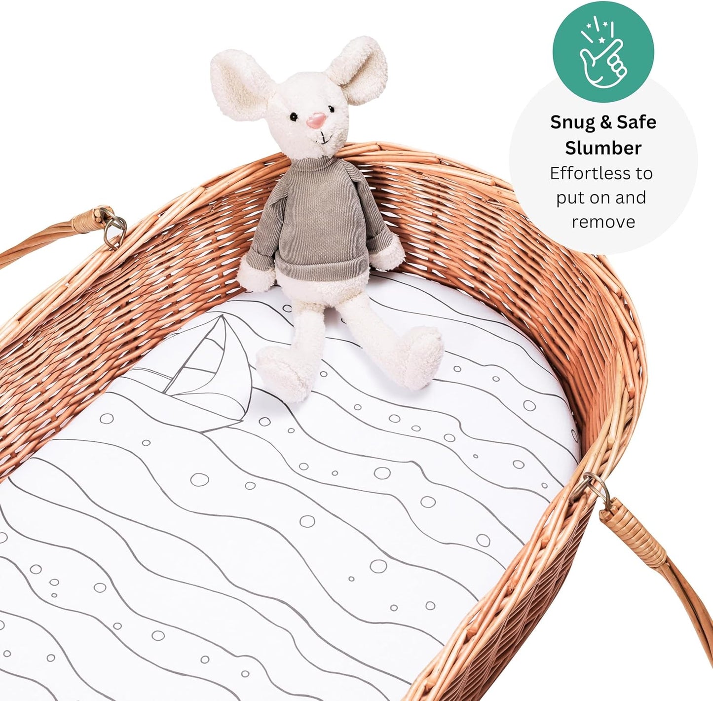 Bassinet Sheets for Papablic, CoZee, Cowiewie, Ezebaby, Nawahev Baby Bassinet Bedside Sleeper by TansyPanda, 3PC, 33x20, Ultra Soft, Breathable Snug Fit, Unisex Boys Girls, Gray White (Space Rockets)