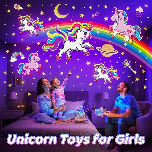Night Light for Kids, 315 Light Modes+15 Films Unicorn Toy,15 Sound Machine Baby,Unicorn Toys for Girls Age 4-6,360°Rotate+Remote Night Light Projector for Kids Room Decor,Birthday Gift for Girl 5 7 8