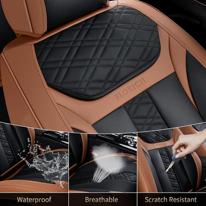 FLORICH Car Seat Covers Full Set, Automotive Seat Covers, Black Car Seat Cover, Waterproof Seat Protectors Universal fit for Car Truck Van SUV - Black