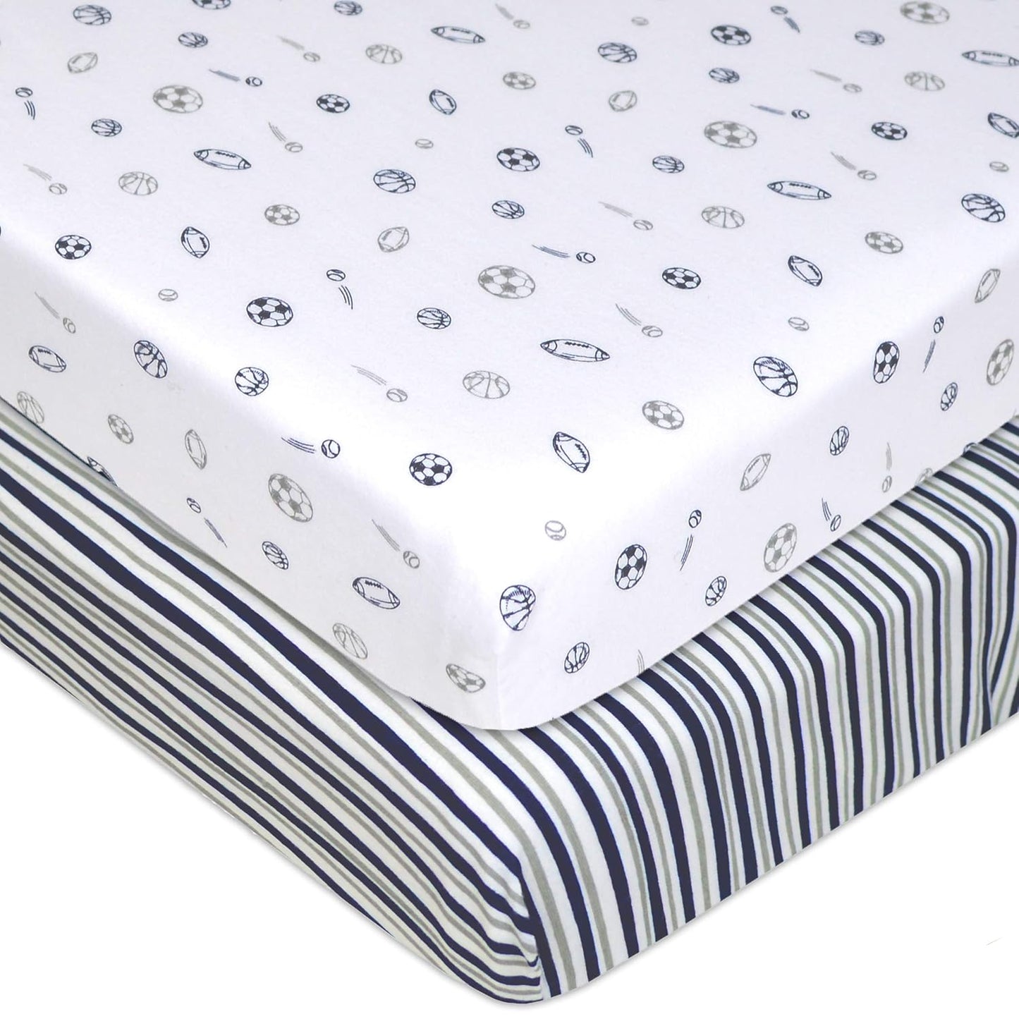 American Baby Company 2 Pack 100% Natural Cotton Fitted Pack and Play Sheets 39" x 27" - Soft & Breathable Pack N Play Sheets for Playard & Mini Crib Mattress, Pink Stars/Zigzag, for Boys & Girls