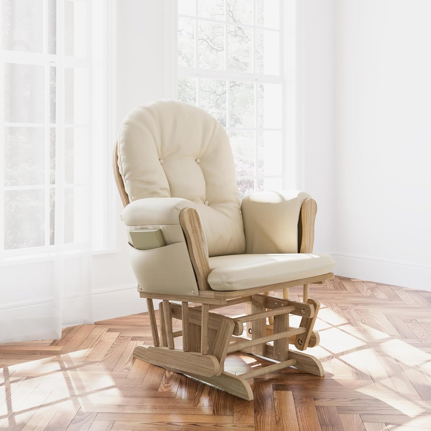 Storkcraft Premium Hoop Glider & Ottoman (Espresso/Gray Swirl) — GREENGUARD Gold Certified Nursery Glider, Solid Wood Craftsmanship, Smooth-Gliding Nursery Chair and Ottoman, Award-Winning - Colors A
