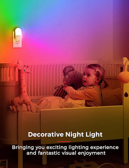 L LOHAS LED Night Light for Kids [2 Pack], 8-Color Changing Night Lights Plug into Wall, RGB LED Nightlights, Nightlight with Light Sensor, Cute Night Light for Bathroom Decor, Children Room,Gift