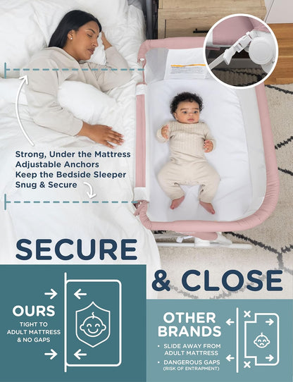Baby Delight Beside Me Dreamer Bassinet | Bedside Sleeper | 6-Position Height Adjustment | Charcoal Tweed