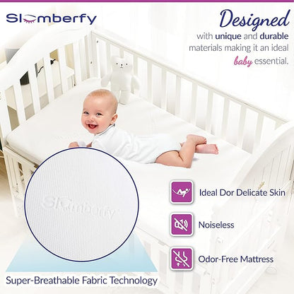 Mini Crib Mattress Protector by Slumberfy, Waterproof and Hypoallergenic Mattress Protector for Babies and Toddlers, Made of Bamboo Material -27x39 inches