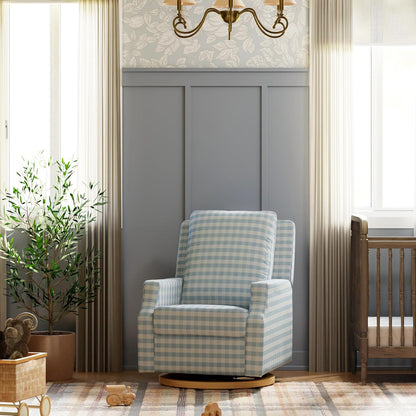 Namesake Crewe Glider Recliner Nursery Chair - GREENGUARD Gold & Certi-PUR US Certified Rocker Recliner - Glider Rocking Chair for Nursery & Living Room - Manual, 360° Swivel, Tan Gingham