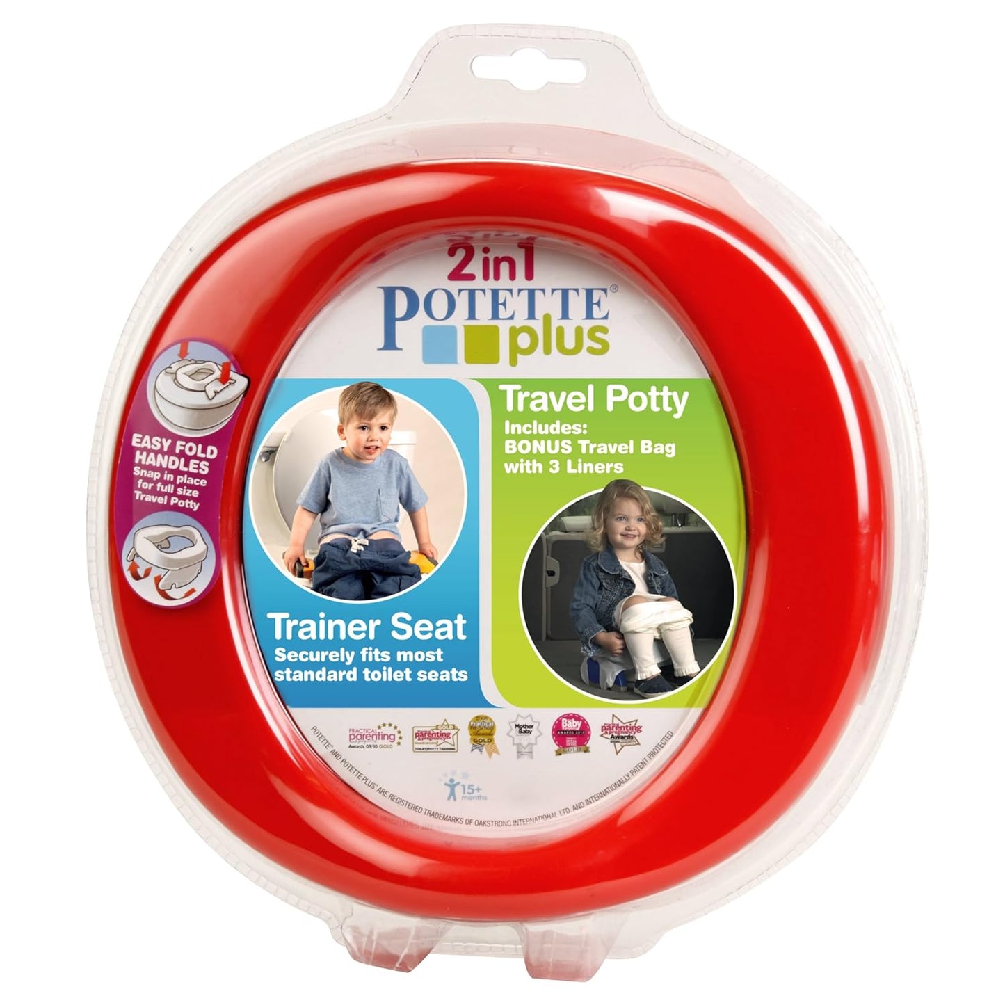 Kalencom Potette Plus 2-in-1 Travel Potty and Trainer Seat - Dual-Purpose Potty Training Toilet Seat - Portable Potty for Toddler Travel - with Durable, Lock-in Legs and Splash Guard - Pastel Mint