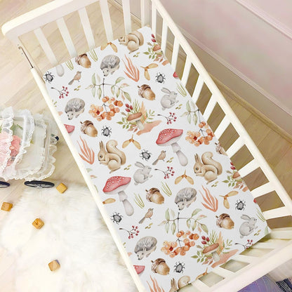 Fitted Crib Sheets White Bears with Clouds Stretchy Portable Playard Sheets for Baby Toddler, Breathable Soft Mini Crib Mattress 39 x 27 in for Boys and Girls