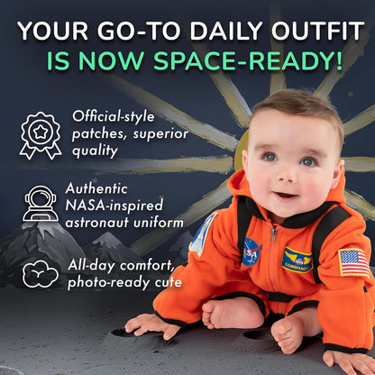 Cuddle Club Astronaut Fleece Baby Bunting Bodysuit with Hood, Cozy NASA Fleece Bunting Suit, Easy-Zip Baby Winter Clothes