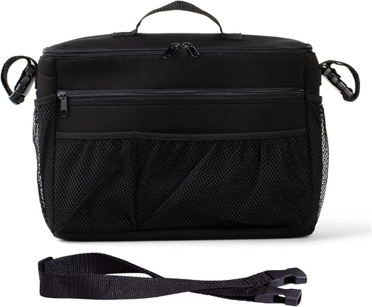 J.L. Childress Cool 'N Cargo Stroller and Wagon Cooler and Organizer - Universal Fit - Insulated - Attaches to Strollers, Wagons, Walkers and Wheelchairs - Large Capacity - Black