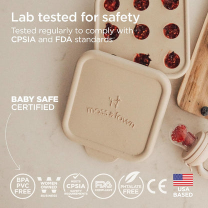 Moss and Fawn Ice Cube Tray - Forage Feeder Freezer & Teething Popsicle Mold for Breast Milk, Formula, Bone Broth, Purees, & Baby Food - BPA, Lead, & PVC-Free - Fern