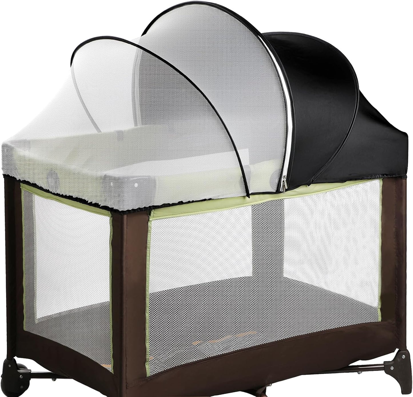 Bassinet Mosquito Net Cover - Half-Blackout Mosquito Net for Baby Crib & Bedside Sleeper, Breathable Crib net with 2-Way Zipper, Sun-Blocking Baby Mosquito Net Cover (Gray-Small)