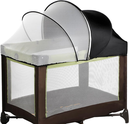 Bassinet Mosquito Net Cover - Half-Blackout Mosquito Net for Baby Crib & Bedside Sleeper, Breathable Crib net with 2-Way Zipper, Sun-Blocking Baby Mosquito Net Cover (Gray-Small)