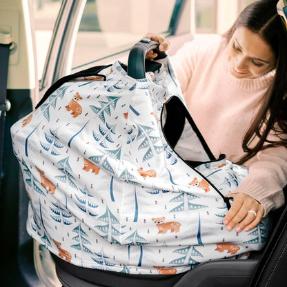 KeaBabies Winter Car Seat Cover Baby, Newborn - Universal Fit Infant Carseat Covers Baby Girl, Boy, Breathable, Lightweight Blanket, Easy to Use Stroller Canopy, Rain, Wind, Sun Shade (Laurel)
