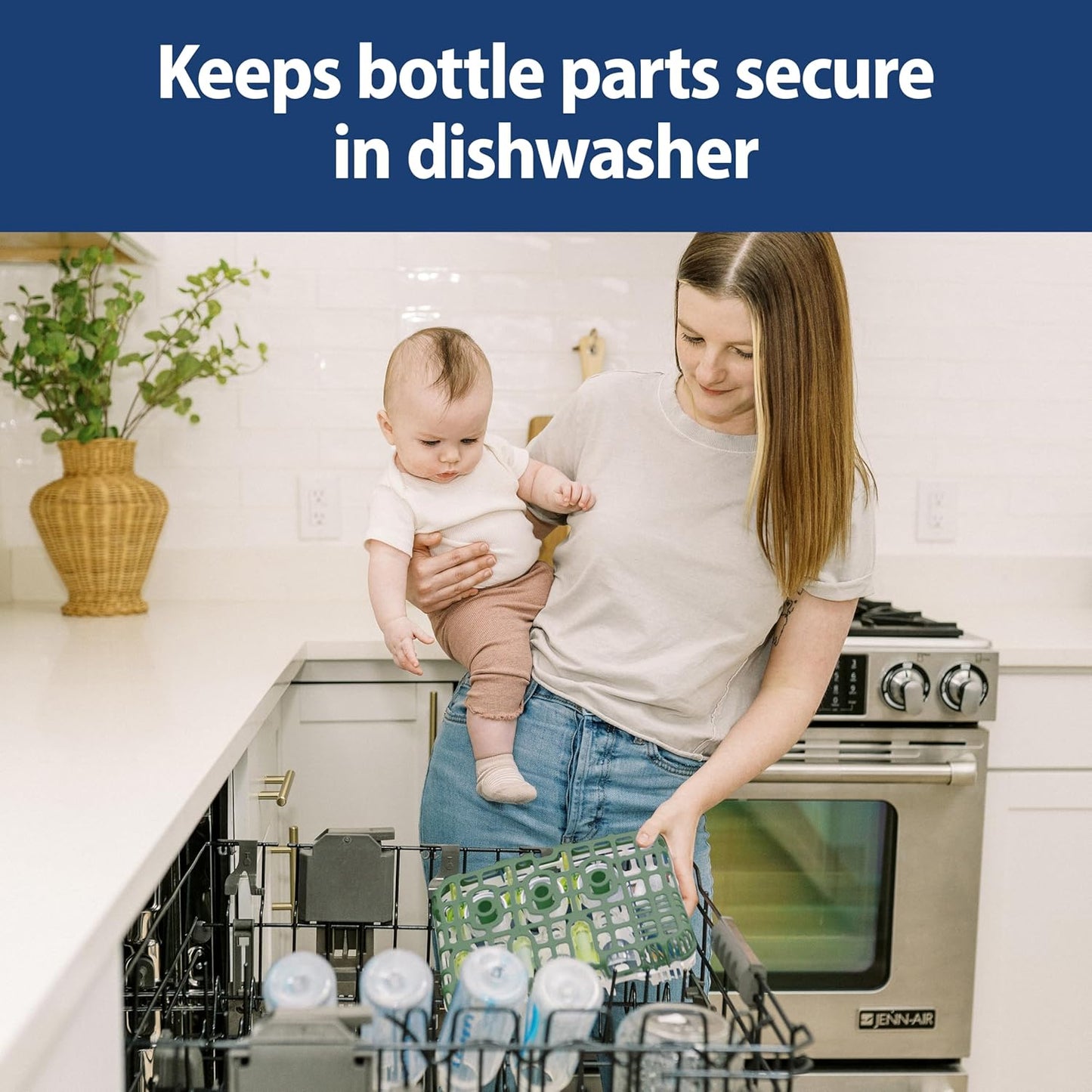 Dr. Brown's Dishwasher Basket for Small Baby Bottle Parts, Pacifiers, and Accessories, Clean, Store and Organize Newborn Essentials, BPA Free, Black