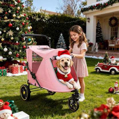 MoNiBloom Large Pet Stroller with Anti-Slip Ramp, Heavy Duty Dog Stroller Up to 99lb, Safe & Gentle Mobility Aid, All-Terrain Wheels, Idea for Injured, Disabled, & Senior Dog