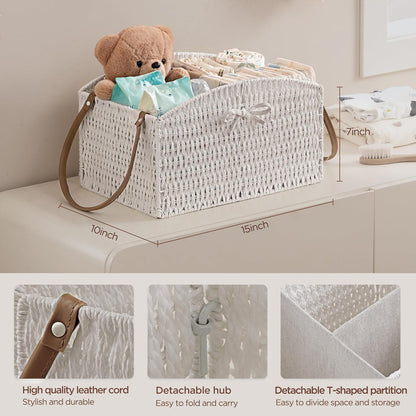HBlife Diaper Caddy Organizer, Large Hand-Woven Storage Basket for Diapers & Baby Essentials - Elegant Curved Design, Ideal Gift for Baby Shower & Registry Must-Have