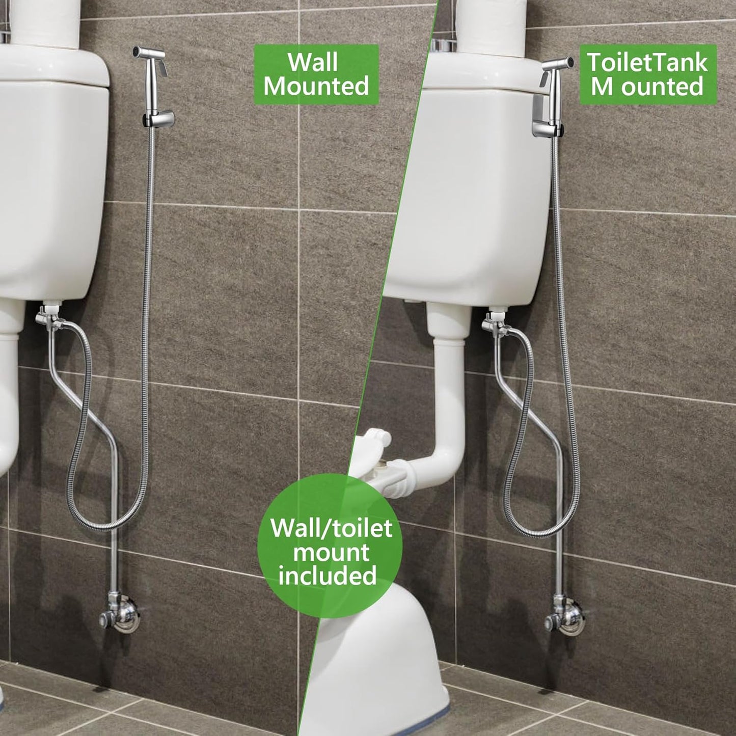 Spray, Multifunctional Hand-held Bidet Spray, Bathroom Diaper Shower, Hose and Accessories - Bidet Hand-held Toilet Sprinkler with Dual Spray Function(Silvery)