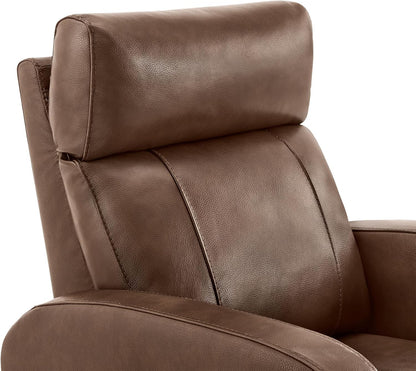 CHITA Genuine Leather Power Recliner Chair for Adults, FSC Certified Electric Nursery Swivel Glider for Living Room, Camel Brown