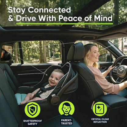 Baby Car Mirror – The Safest Way to Keep an Eye on Your Little One | Shatterproof, Wide-Angle Car Mirror for Baby with Secure Straps & 360° Adjustability | Peace of Mind for Every Drive