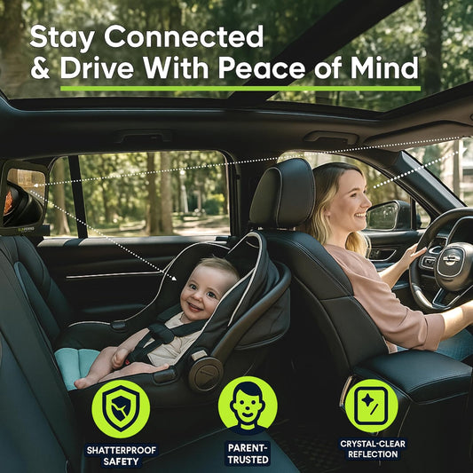 Baby Car Mirror – The Safest Way to Keep an Eye on Your Little One | Shatterproof, Wide-Angle Car Mirror for Baby with Secure Straps & 360° Adjustability | Peace of Mind for Every Drive