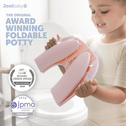 Jool Baby Folding Travel Potty Training Seat for Toddlers, Fits Round & Oval Toilets, Non-Slip Suction Cups, Includes Free Travel Bag (Aqua)