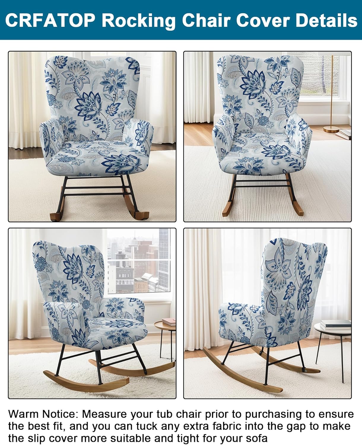 CRFATOP Jacquard 1 PC Nursery Rocking Chair Recliner Covers Upholstered Glider Rocker Banquet Armchair Slipcover Stretch Accent Chairs Furniture Protector for Living Room Bedroom Offices,Green