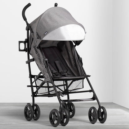 Jeep PowerGlyde Plus Stroller by Delta Children Lightweight Travel Stroller with Smoothest Ride, Aluminum Frame, 4-Position Recline, Extra Large Storage Basket, Black