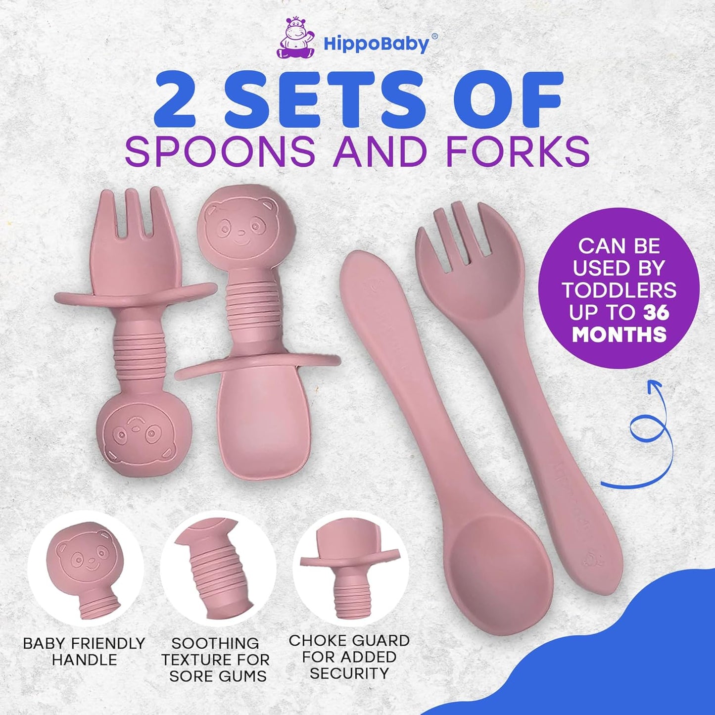 HippoBaby Baby Led Weaning Supplies | 10 Piece Silicone Baby Feeding Set | Baby Toddler Bib Cup Divided Plate and Bowl Self Feeding Spoons Dish Set | Baby Utensils | Toddler Feeding Supplies (Sky)