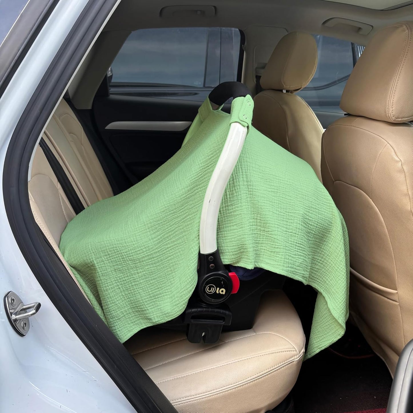 100% Muslin Cotton Car Seat Cover Baby, Carseat Canopy Cover, Universal Fit Stroller Covers for Boys and Girls (Blue)